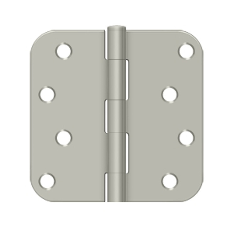 Deltana 4" X 4" X 5/8" Radius Corner Hinge Steel, .085 Thickness, Satin Nickel (Pair)