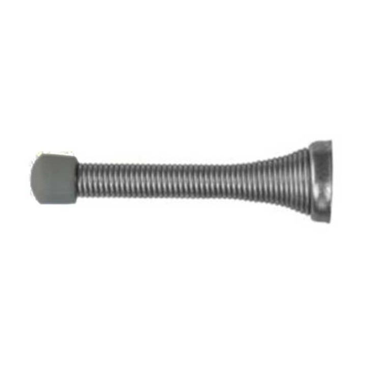 Orca Hardware 3-1/8" Spring Door Stop With Grey Tip, Satin Chrome