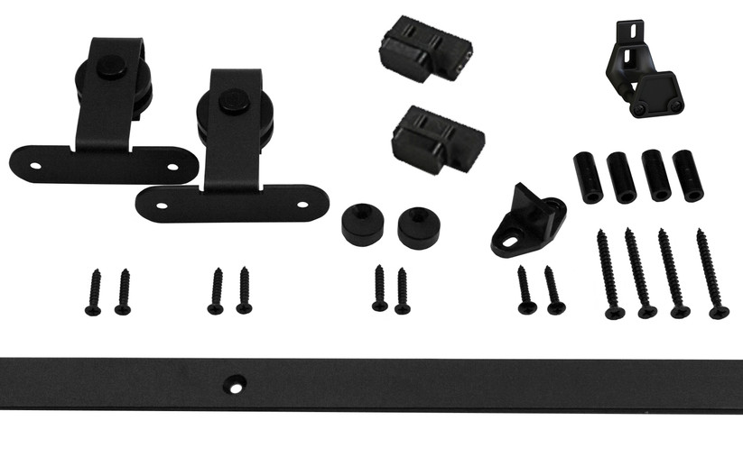 Orca Hardware 5' Barn Door Flat Track Cabinet Flat Track Kit For Top Mount Hangers,Decorative Interior Mini Flat Track Sliding Door Hardware Kit, 60 Lbs Rating, For Openings Up To 30 Inches Wide, Black Finish