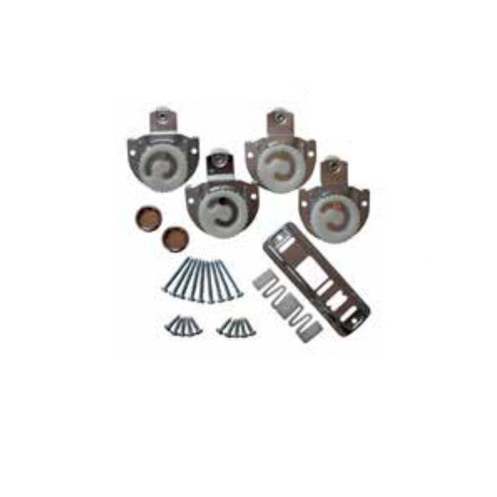 Orca Hardware By500 Bypass Hardware Kit With 4 Dial-Adjust Hangers, Includes (2) 2-7/16" Dials; (2) 2-1/8" Dials; Floor Guide; (2) 2-3/4" Finger Pulls And All Fasteners