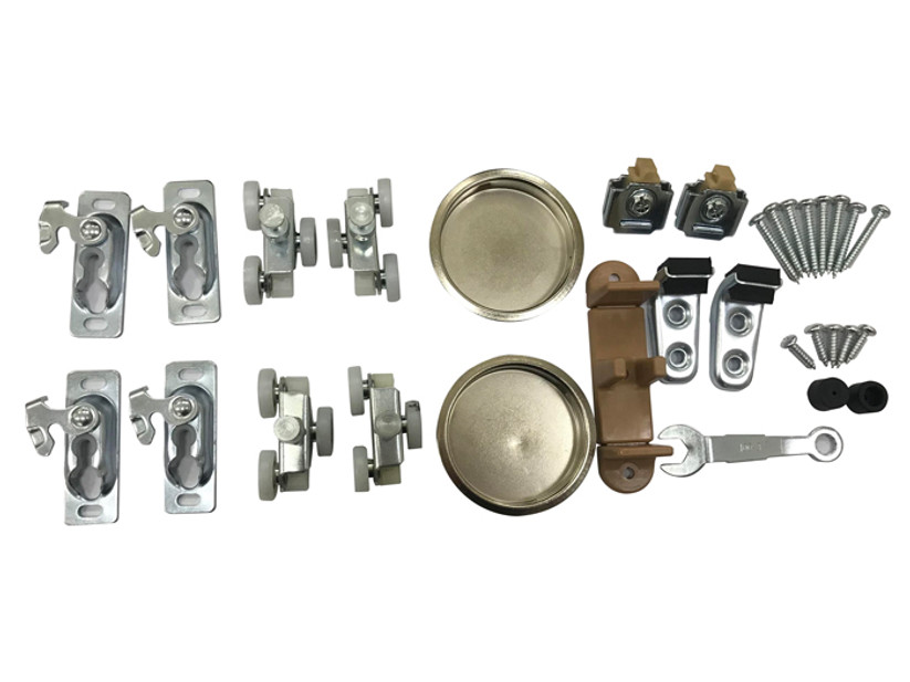 Orca Hardware Bpk1100 Series Hardware Pack For Adding 3Rd & 4Th Door To System, Includes (2) Stops, (1) Guide, (1) Angle Stop, (2) Pulls, (4) Hangers