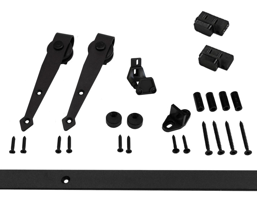 Orca Hardware 5' Barn Door Flat Track Kit For Spear Hangers Hanger Decorative Interior Mini Sliding Hardware, For Furniture, Mirrors Or Light S, 60 Lbs Rating, For Openings Up To 30 Inches Wide, Matte Black