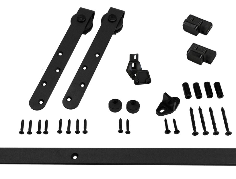 Orca Hardware 5' Barn Door-Flat Track Kit For Long Drop Hangers Hanger Decorative Interior Mini Sliding Hardware, For Furniture, Mirrors Or Light S, 60 Lbs Rating, For Openings Up To 30 Inches Wide, Matte Black