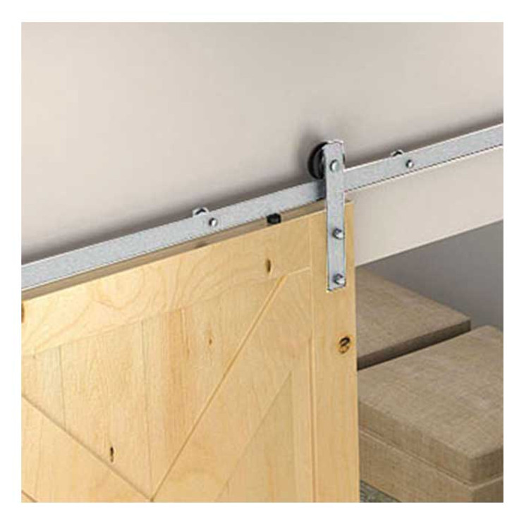 Orca Hardware 10' Barn Door-Flat Track Kit With Arched Hangers, Top Thrubolt, Includes, Connector Plate, Spacers, End Stops, Floor Guide, Anti-Jump Blocks And All Necessary Fasteners, Satin Nickel