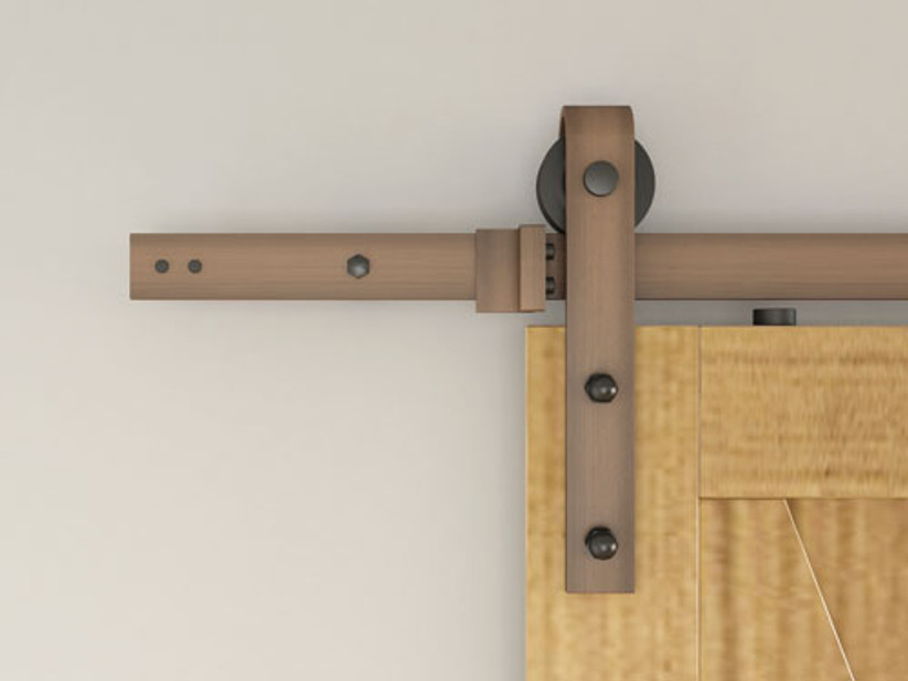 Orca Hardware 6' Barn Door-Flat Track Kit With Standard Drop Hangers, Includes, Connector Plate, Spacers, End Stops, Floor Guide, Anti-Jump Blocks And All Necessary Fasteners, Vintage Bronze