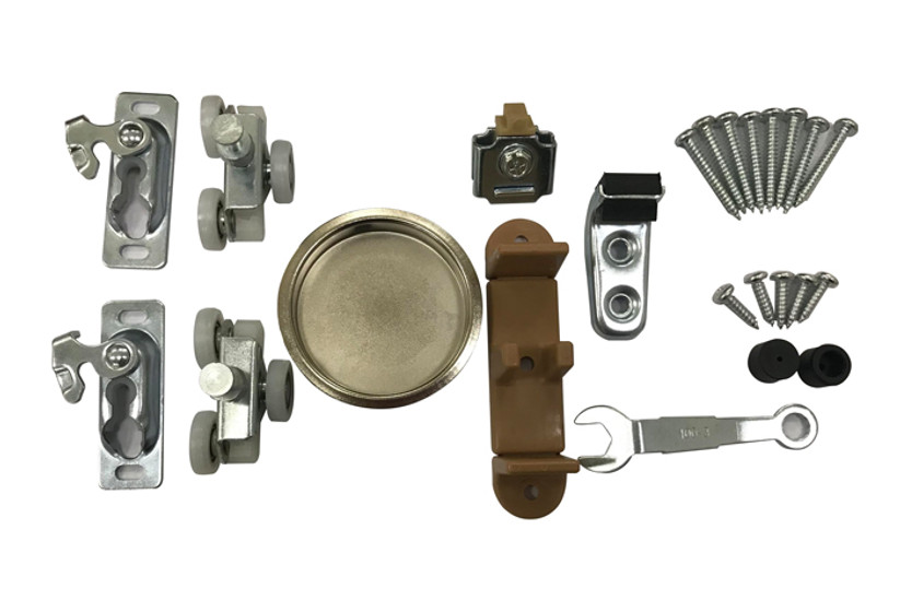 Orca Hardware Bpk1100 Series Hardware Pack For Adding 3Rd Door To System, Includes (1) Stop, (1) Guide, (1) Angle Stop, (1) Pull, (2) Hangers