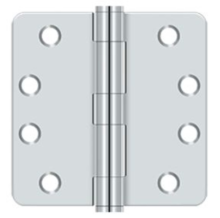 Orca Hardware Commercial Steel Hinge 4" X 4" X 1/4" Radius Corner Plain Bearing, Bright Polished Chrome