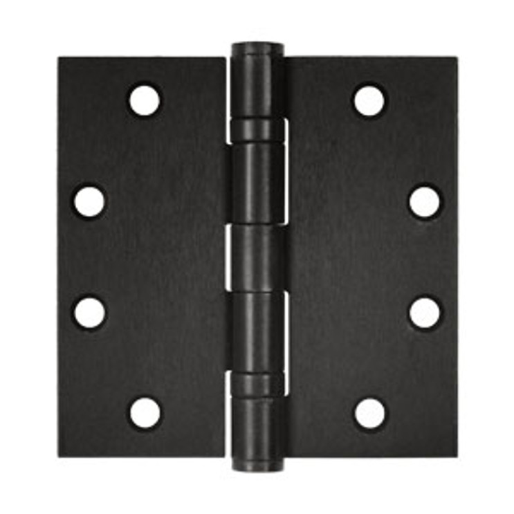 Orca Hardware Commercial Steel Hinge 4-1/2" X 4-1/2" Square Corner Ball Bearing, Matte Black