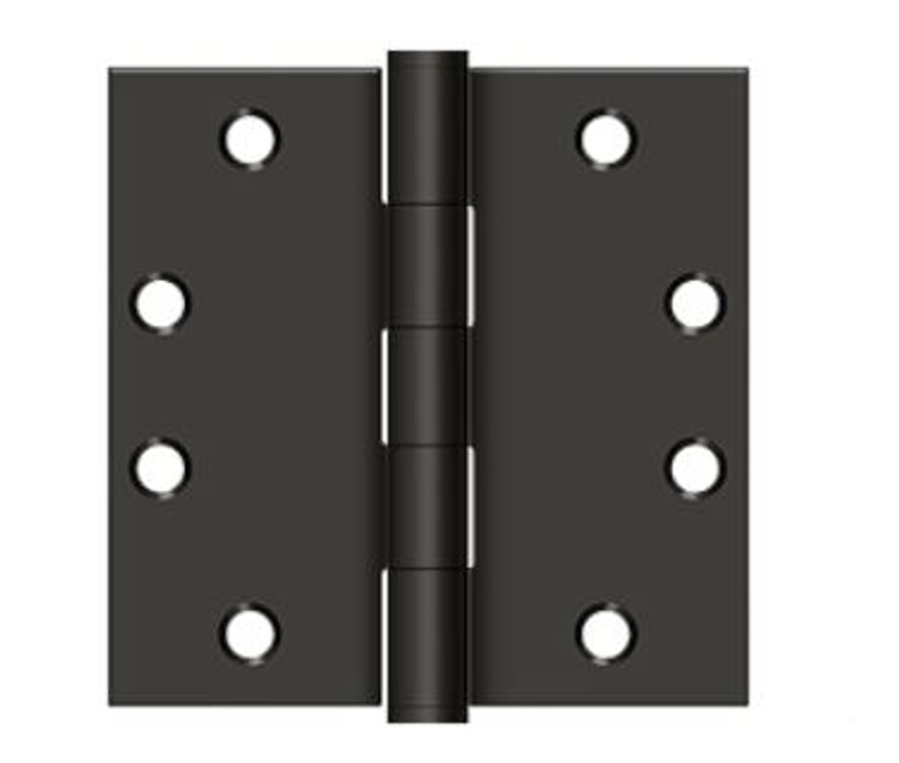 Orca Hardware Commercial Steel Hinge 4-1/2" X 4-1/2" Square Corner Plain Bearing, Matte Black