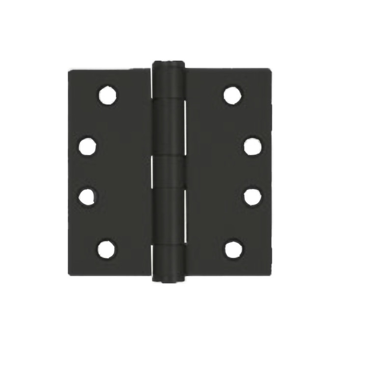 Orca Hardware Commercial Steel Hinge 4" X 4" Square Corner Plain Bearing, Matte Black