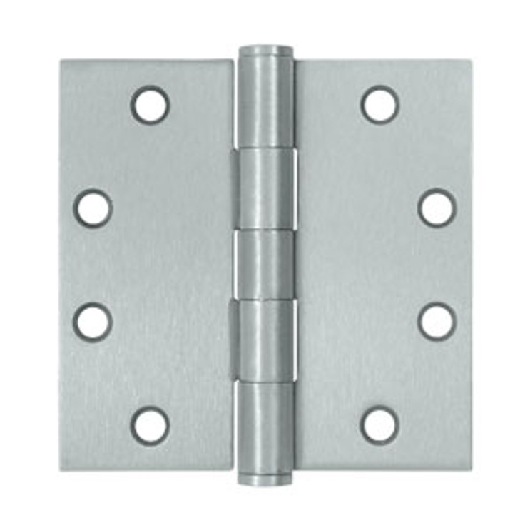 Orca Hardware Commercial Steel Hinge 4" X 4" Square Corner Plain Bearing, Satin Chrome
