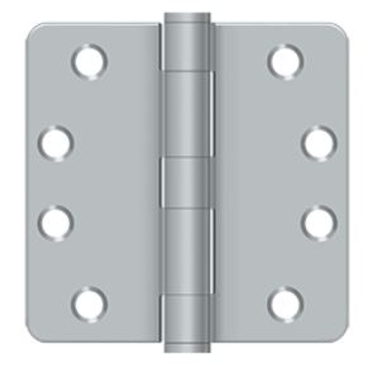 Orca Hardware Commercial Steel Hinge 4" X 4" X 1/4" Radius Corner Plain Bearing, Satin Chrome