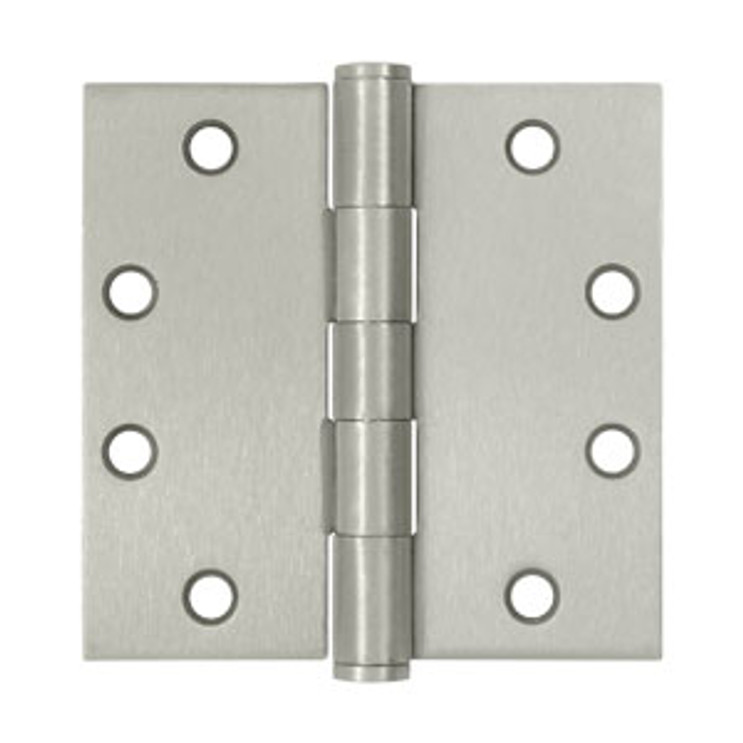 Orca Hardware Commercial Steel Hinge 4" X 4" Square Corner Plain Bearing, Satin Nickel