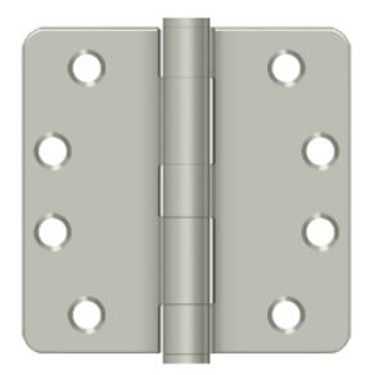 Orca Hardware Commercial Steel Hinge 4" X 4" X 1/4" Radius Corner Plain Bearing, Satin Nickel