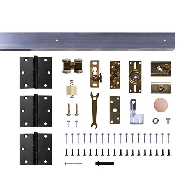 Orca Hardware Bfk1602 Bi-Fold Door Hardware Kit, 4 Wheel Ball Bearing Rollers, For 2 S-48", Includes 3 Pieces 3.5" Hinges