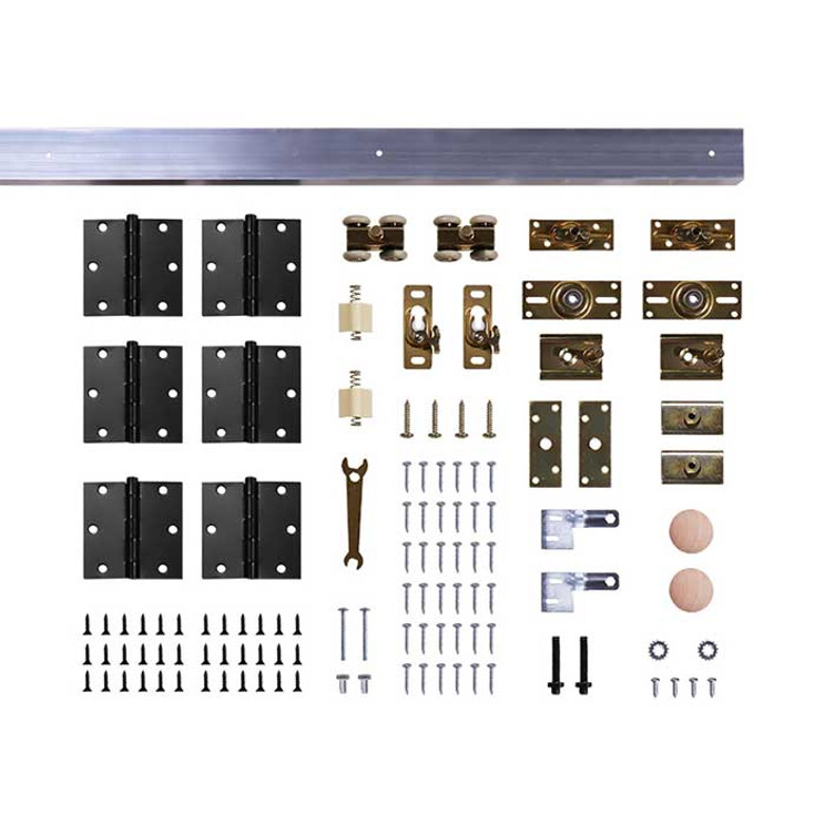 Orca Hardware Bfk1604 Bi-Fold Door Hardware Kit, 4 Wheel Ball Bearing Rollers, For 4 S-48", Includes 3 Pieces 3.5" Hinges