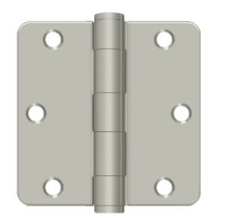 Orca Hardware Commercial Steel Hinge 3.5" X 3.5" X 1/4" Radius Corner Plain Bearing, Satin Nickel
