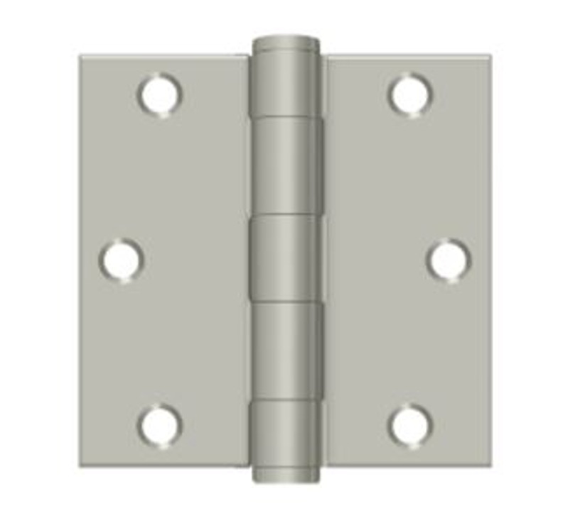 Orca Hardware Commercial Steel Hinge 3.5" X 3.5" Square Corner Plain Bearing, Satin Nickel