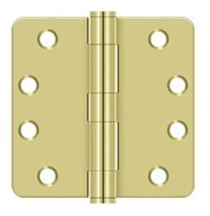 Orca Hardware Commercial Steel Hinge 4" X 4" X 1/4" Radius Corner Plain Bearing, Satin Brass
