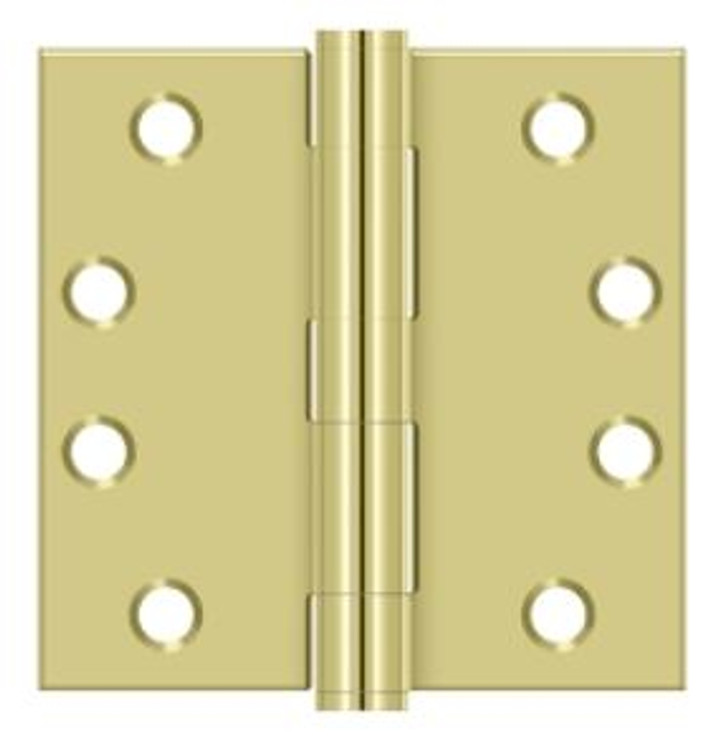 Orca Hardware Commercial Steel Hinge 4" X 4" Square Corner Plain Bearing, Satin Brass