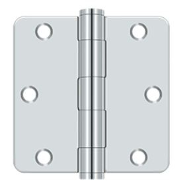 Orca Hardware Commercial Steel Hinge 3.5" X 3.5" X 1/4" Radius Corner Plain Bearing, Bright Polished Chrome