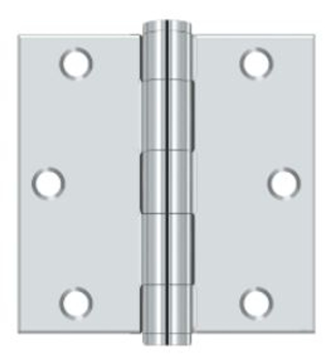 Orca Hardware Commercial Steel Hinge 3.5" X 3.5" Square Corner Plain Bearing, Bright Polished Chrome