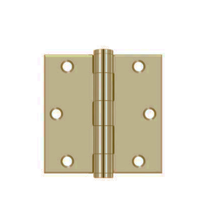 Orca Hardware Commercial Steel Hinge 3.5" X 3.5" Square Corner Plain Bearing, Satin Brass