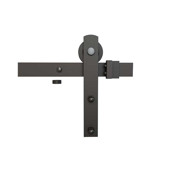 Orca Hardware 8' Barn Door-Flat Track Kit With Arched Hangers, Top Thrubolt, Includes, Spacers, End Stops, Floor Guide, Connector, Anti-Jump Blocks And All Necessary Fasteners, Matte Black