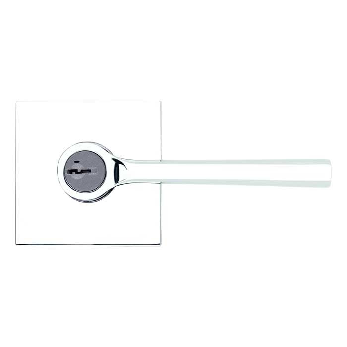 Kwikset Lisbon Keyed Entry Lever Smartkey With Square Rose, Round Corner Adjustable Latch And Round Corner Strike, Bright Polished Chrome