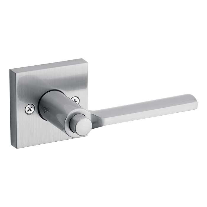 Kwikset Lisbon Keyed Entry Lever Smartkey With Square Rose, 6-Way Adjustable Latch And Round Corner Strike, Satin Chrome