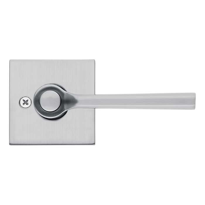 Kwikset Lisbon Keyed Entry Lever Smartkey With Square Rose, 6-Way Adjustable Latch And Round Corner Strike, Satin Chrome