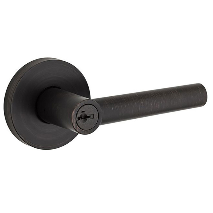 Kwikset Milan Keyed Entry Lever Smartkey With Round Rose, 6-Way Adjustable Latch And Round Corner Strike, Venetian Bronze