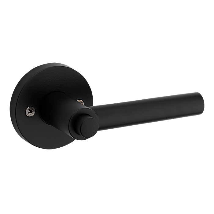 Kwikset Milan Keyed Entry Lever Smartkey With Round Rose, Round Corner Adjustable 20 Minute UL Latch And Round Corner Strike, Matte Black