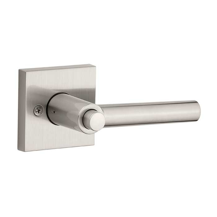 Kwikset Milan Keyed Entry Lever Smartkey With Square Rose, Round Corner Adjustable Latch And Round Corner Strike, Satin Nickel