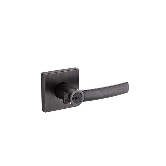Kwikset Sydney Keyed Entry Lever Smartkey With Square Rose, 6-Way Adjustable Latch And Round Corner Strike, Venetian Bronze
