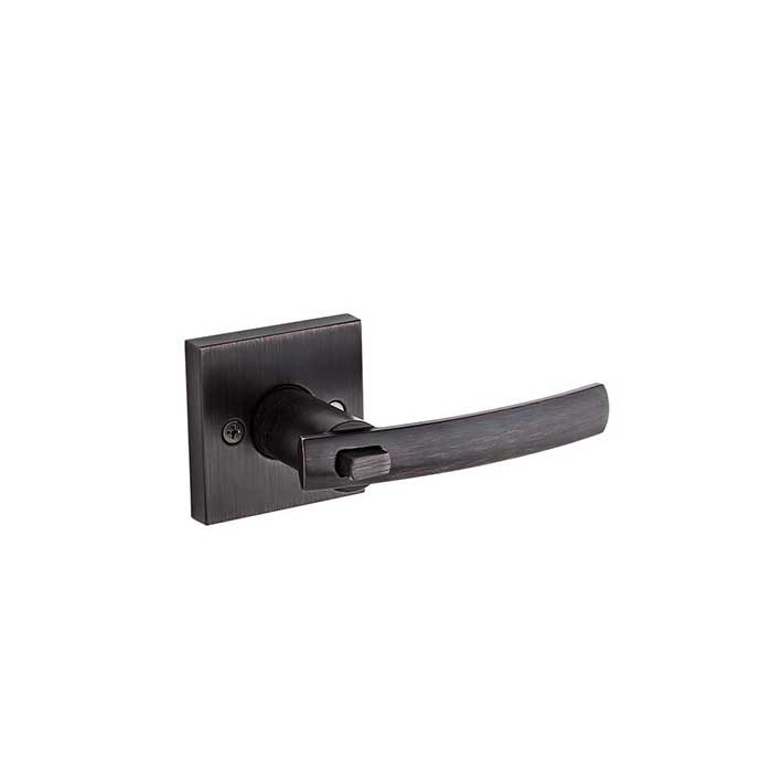 Kwikset Sydney Keyed Entry Lever Smartkey With Square Rose, 6-Way Adjustable Latch And Round Corner Strike, Venetian Bronze