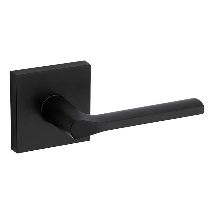 Kwikset Lisbon Passage Lever With Square Rose, 6-Way Adjustable Latch And Round Corner Strike, Matte Black