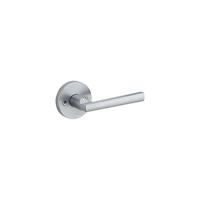Kwikset Montreal Passage Lever With Round Rose, 6-Way Adjustable Latch And Round Corner Strike, Satin Chrome