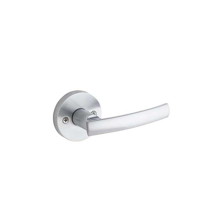 Kwikset Sydney Passage Lever With Round Rose, 6-Way Adjustable Latch And Round Corner Strike, Satin Chrome