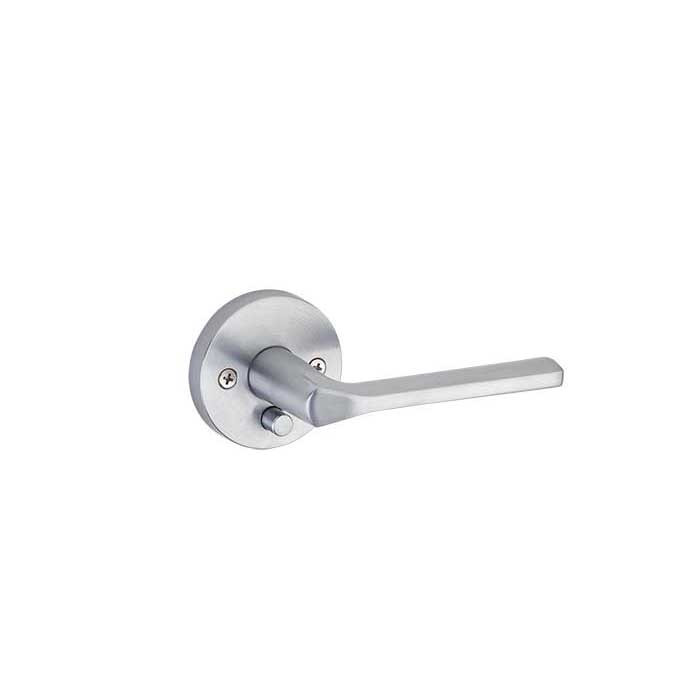Kwikset Lisbon Privacy Lever With Round Rose, 6-Way Adjustable Latch And Round Corner Strike, Satin Chrome