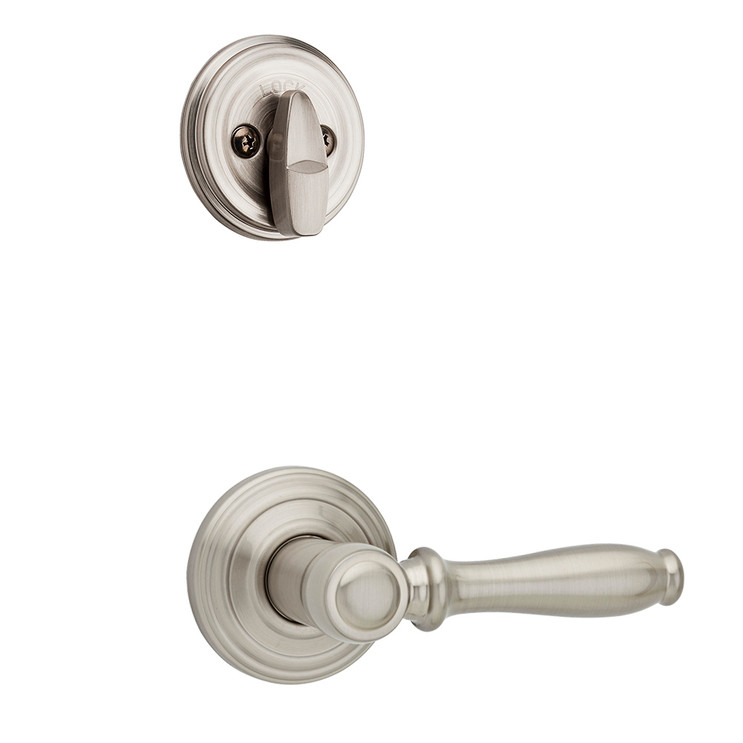 Kwikset Ashfield Lever Interior Single Cylinder Handleset Trim, Round Rose, Satin Nickel