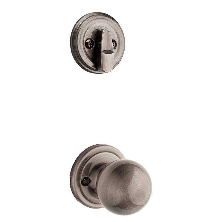 Kwikset Circa Knob Interior Single Cylinder Handleset Trim, Round Rose, Antique Nickel