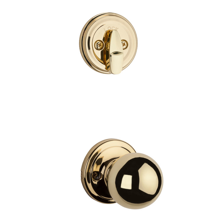 Kwikset Circa Knob Interior Single Cylinder Handleset Trim, Round Rose, Bright Polished Brass