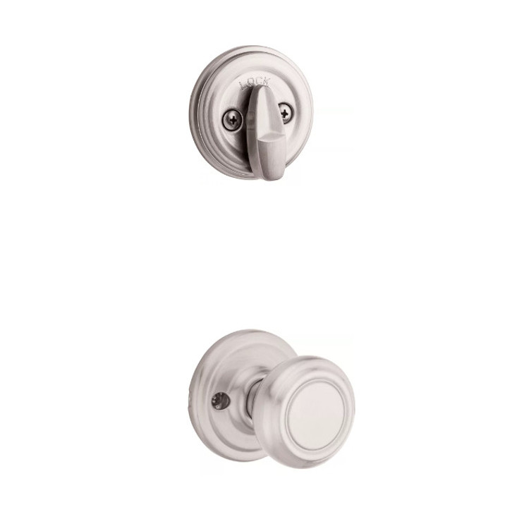Kwikset Cameron Knob Interior Single Cylinder Handleset Trim, Round Rose, Satin Nickel
