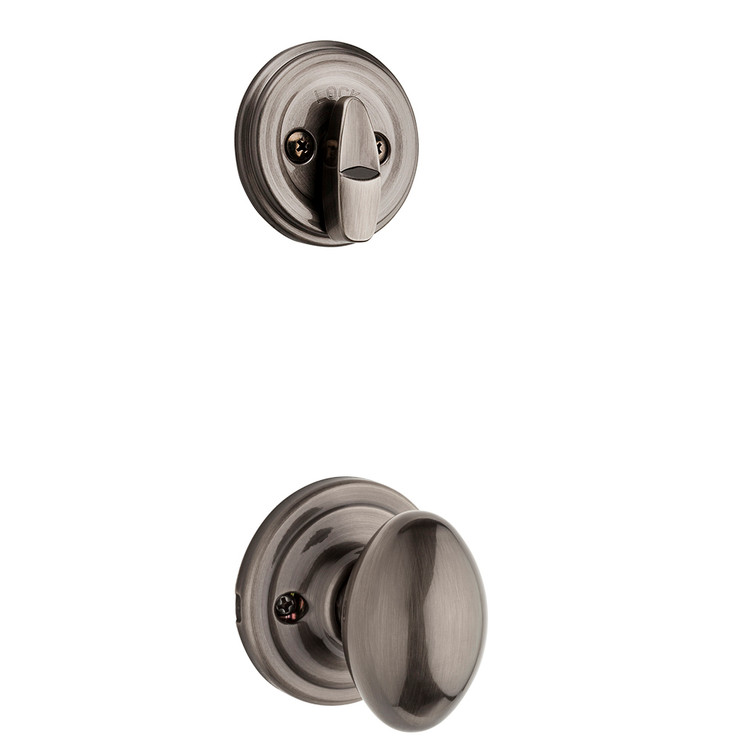 Kwikset Laurel Knob Interior Single Cylinder Handleset Trim, Round Rose, Antique Nickel
