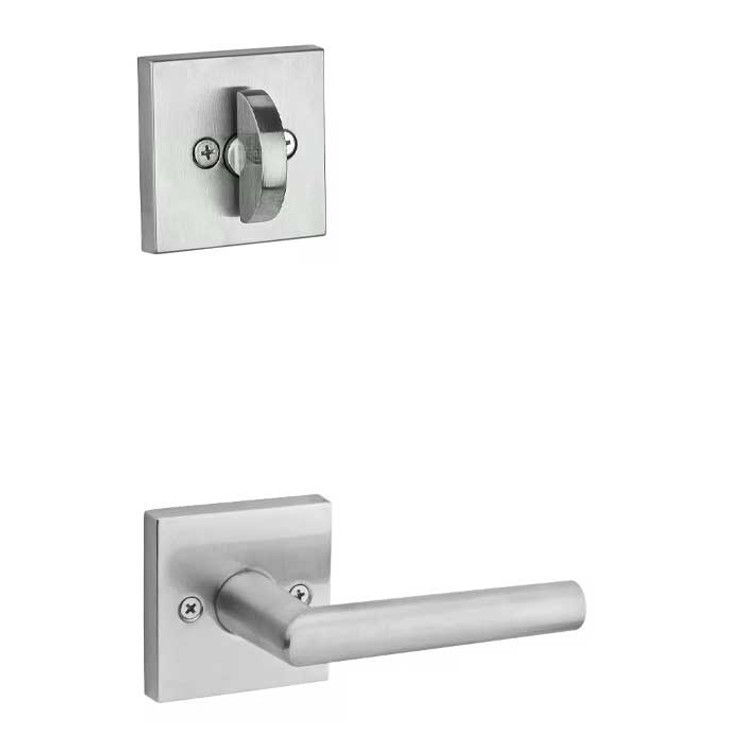 Kwikset Milan Lever With Square Rose Interior Single Cylinder Handleset Trim, Satin Chrome