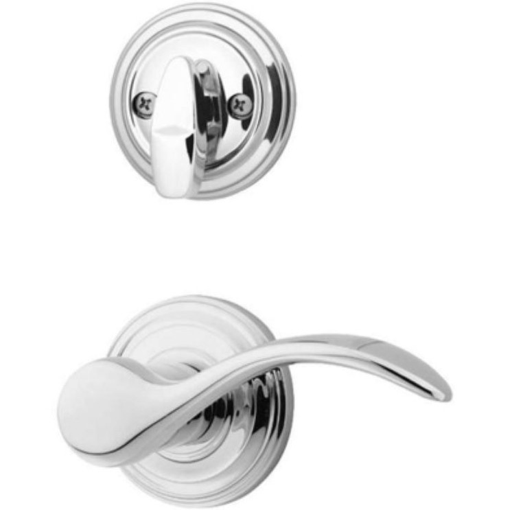 Kwikset Pembroke Lever LH Left Hand Interior Single Cylinder Handleset Trim, Round Rose, Bright Polished Chrome