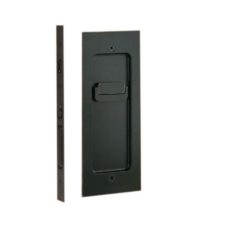 Emtek Privacy Pocket Door Mortise Lock, 2-7/8" x 7-1/4" Modern Rectangular, US10B Oil Rubbed Bronze Finish