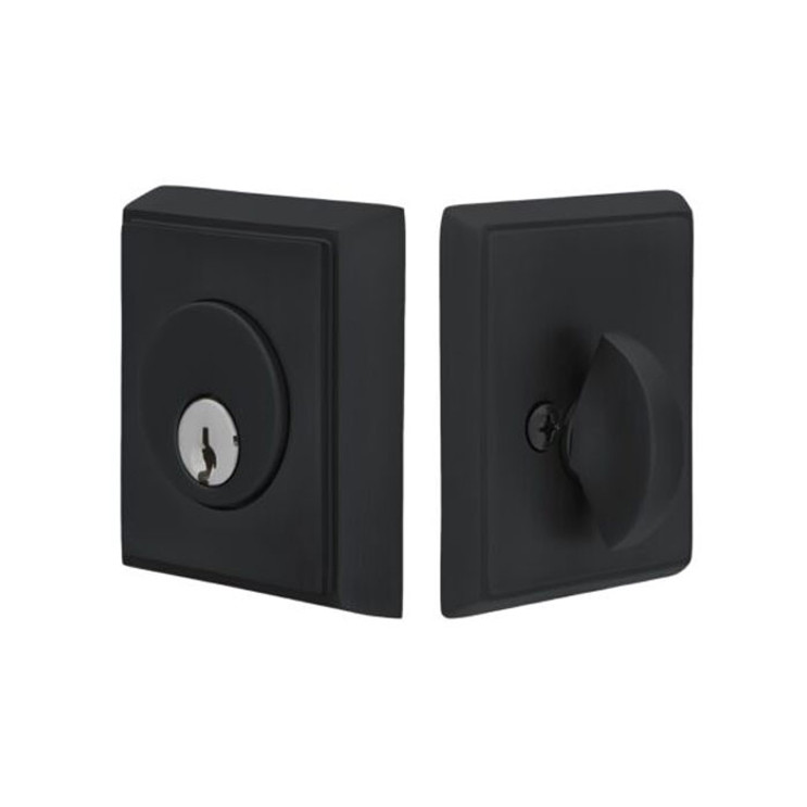 Emtek Single Cylinder Deadbolt, Schlage C Keyway, US19 Flat Black