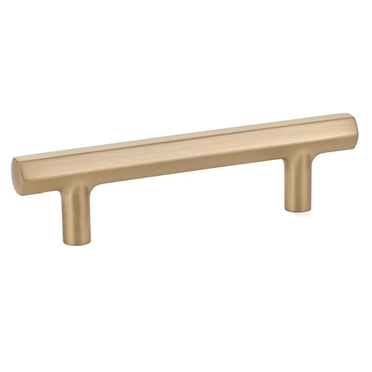 Emtek 4" C-to-C Mod Hex Pull, 5-3/4" Overall Length, 1-1/4" Projection, US4 Satin Brass